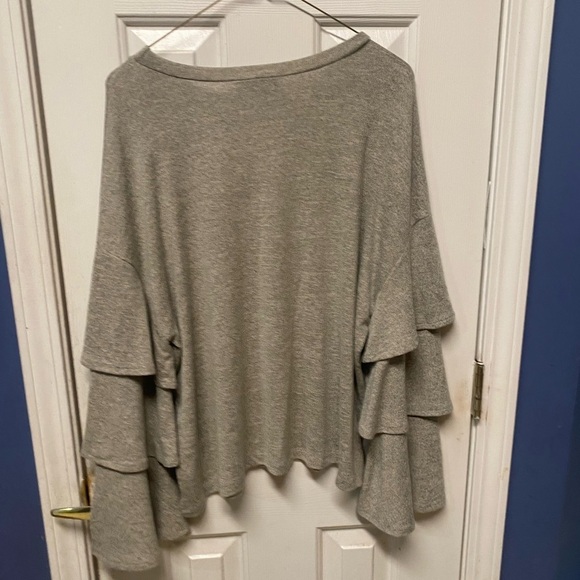 Pink Paparatzi Ruffle Sleeves Pull Over Light Weight Scoop Neck Modest Sweater L - Picture 3 of 8